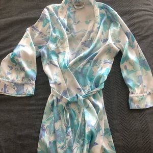 Floral Silk Robe Short